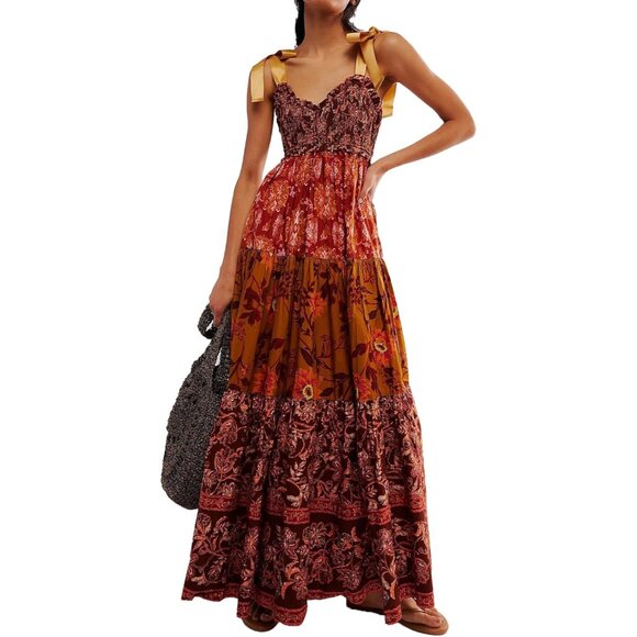 Women’s Sleeveless Tie Shoulder Floral Maxi Dress - Perfect for All Occasions - Picture 1 of 4